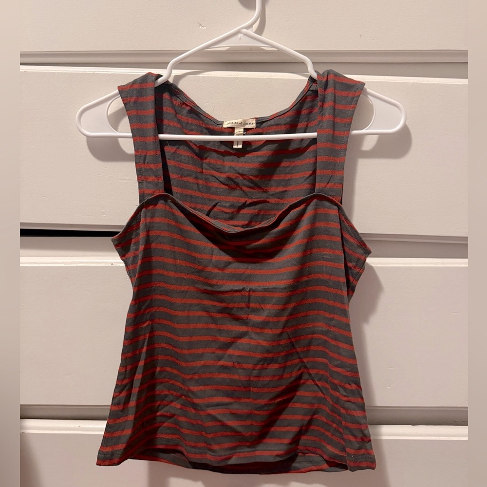 Grey and red striped tank top, size small
